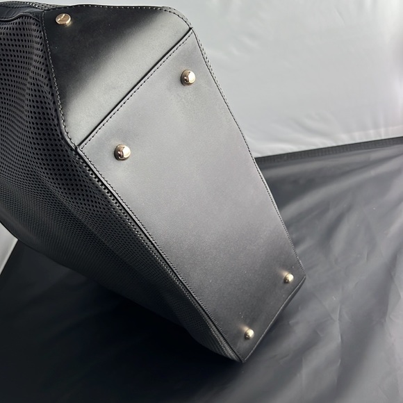 New Lo & Sons 15” Seville Shell in Dk Grey Perforated Saffiano Leather - Picture 3 of 6